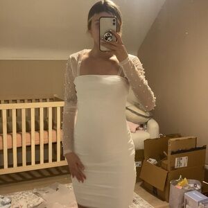 Fashion Nova White Long Sleeve Bodycon Dress